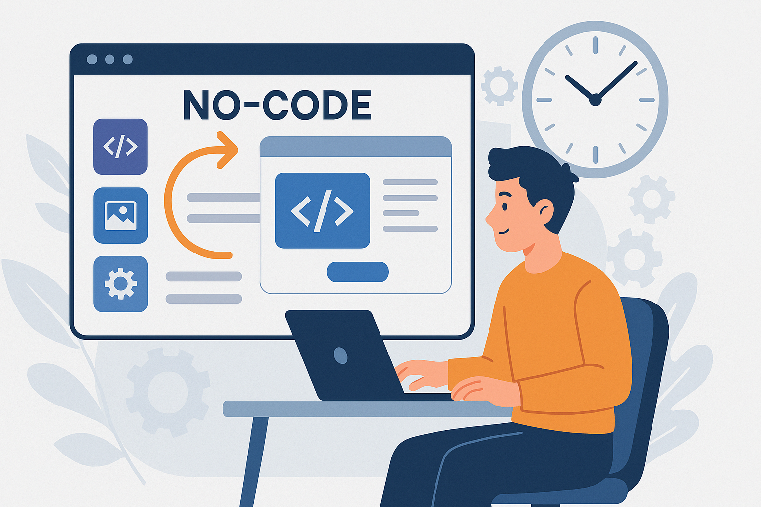 Ilustração de Desenvolvimento Rápido No-Code